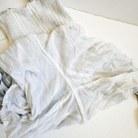 L*Space Riri Strapless Wide‑Leg Jumpsuit XS Gray White Stripe Smocked tie - Picture 11 of 15